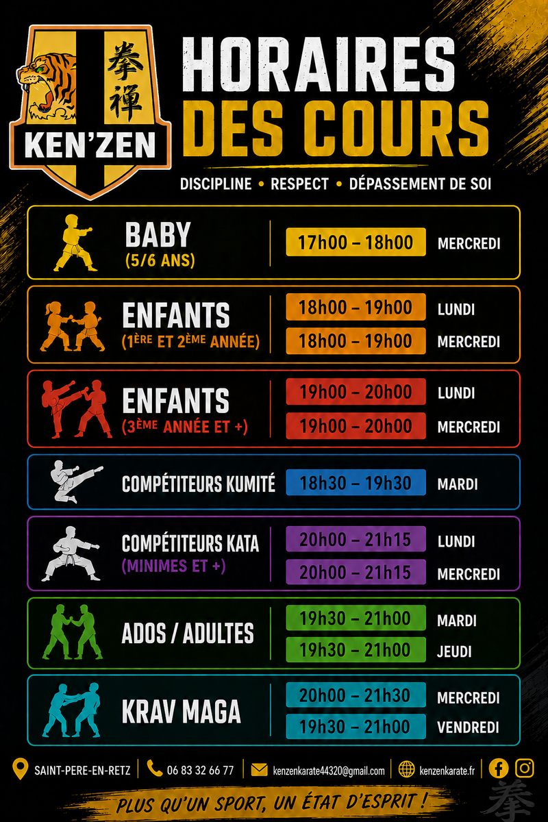 Les horaires de la saison 2026/2027
