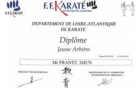 Diplôme jeune arbitre obtenu.