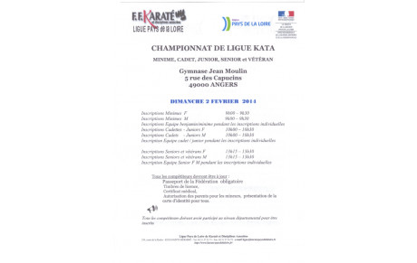Championnat de ligue kata Min/Jun/Seniors/Vétérans