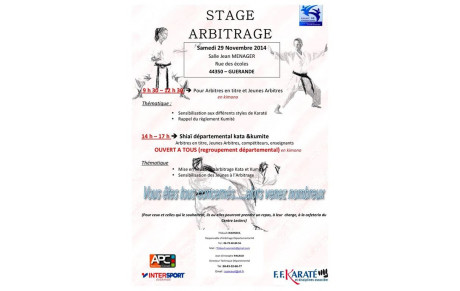 Stage départemental arbitage - Samedi 29 novembre 