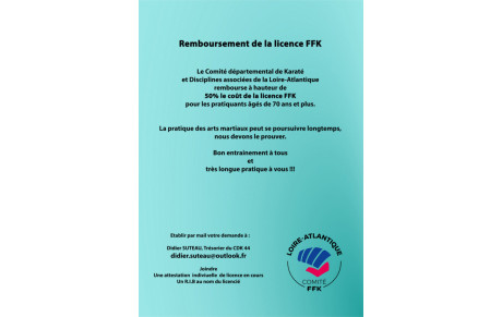 Remboursement 50% licence des 70 ans et +